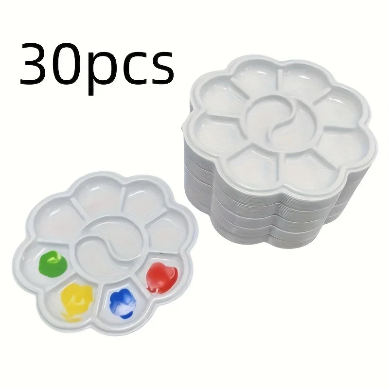 Mini Flower-Shaped Plastic Palette Set for Watercolor & Acrylic Painting - 30 Pack