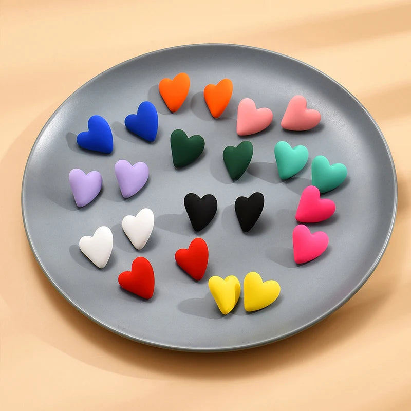 Candy Color Acrylic Heart Geometric Earrings - Simple Party Jewelry for Women