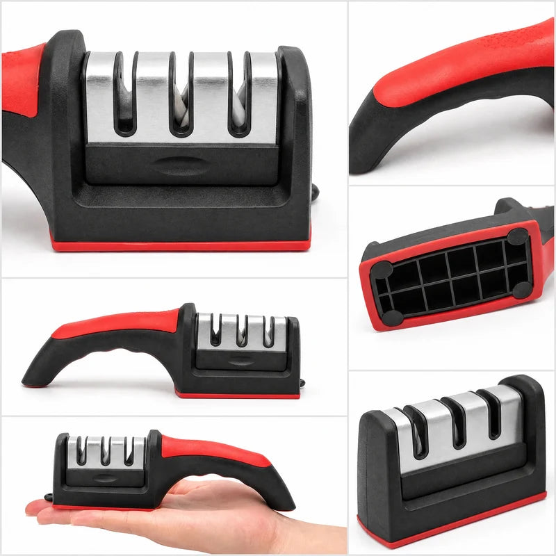 3-in-1 Knife Sharpener with Tungsten Steel Stages - Kitchen & Chef Blades