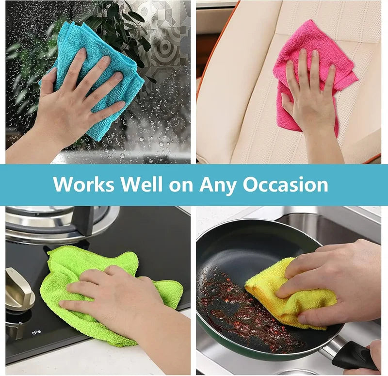 Microfiber Cleaning Cloths Pack - Multi-Purpose Reusable Soft Towels for Car, Home, Kitchen
