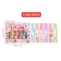 Moisturizing Lip Oil Set with Flower Essential Oils - 6pcs Natural Gloss for Women & Kids
