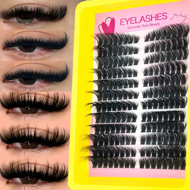 Extra Volume & Length Natural Effect Eyelash Cluster Extensions - Reusable DIY 12 Rows