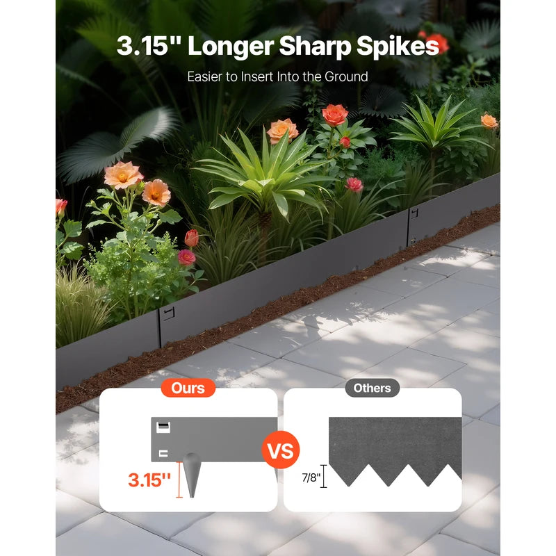 Metal Landscape Edging 5 Pieces Flexible Rust-Resistant Garden Border Heavy Duty