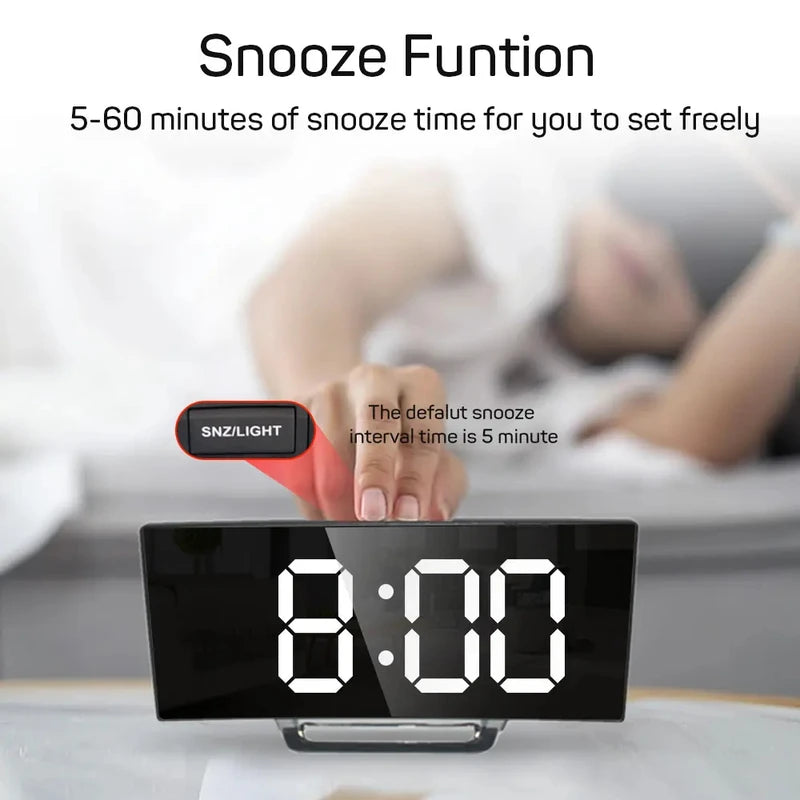 LED Digital Alarm Clock with Backlight Temperature Calendar Bedside Nightlight Home Decor