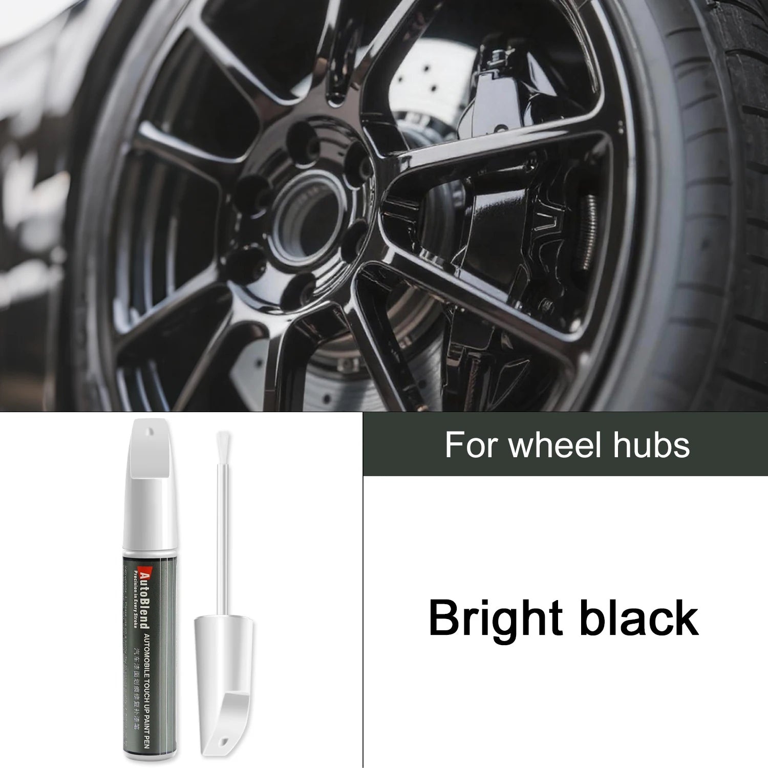 Car Wheel Repair Pen for Scratch Removal & Paint Touch-Up - Matte Black Silver Glossy Black