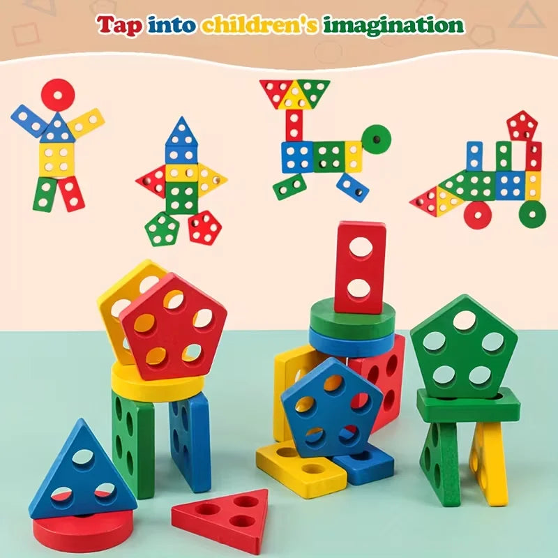 Montessori Wooden Baby Puzzle Games Educational Development Toys for Kids 1-3 Years