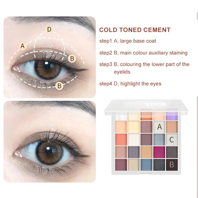 25-Color Professional Eyeshadow Palette Long Lasting & Glitter Eye Makeup