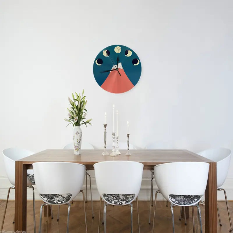 Silent Round Wall Clock for Bedroom Living Room Kitchen Home Decor - Cat Landscape 88