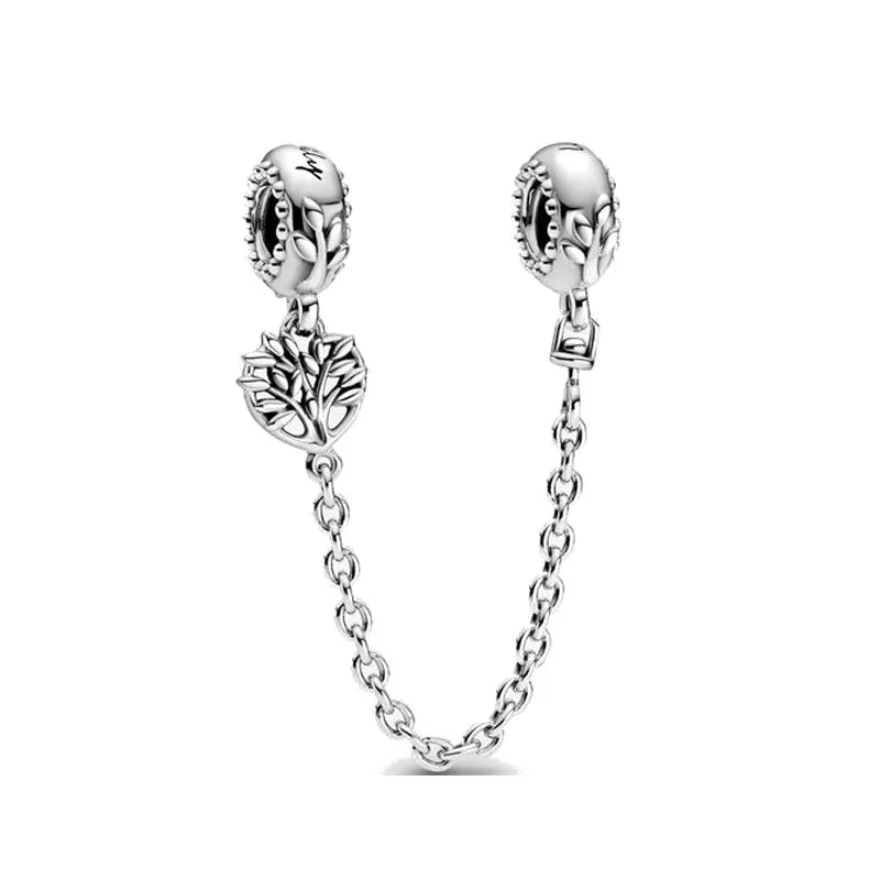 925 Silver Butterfly Moon Star Heart-Shaped Clip Safety Chain for Bracelets - DIY Jewelry Accessory