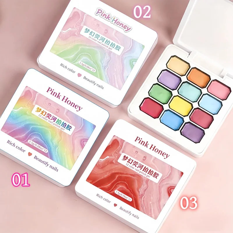 12-Color Rainbow Nail Polish Gel Kit - Vibrant Nail Art & Gift Set