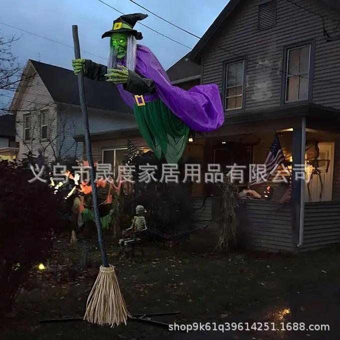 Outdoor Animated Witch Halloween Decoration - Horror Witch for Yard & Garden