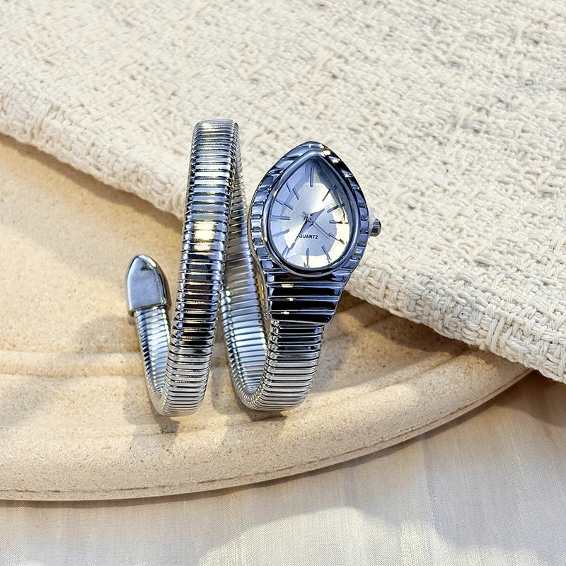 Women's Snake-Shape Quartz Watch with Elastic Bracelet - Creative Cross-Border Accessory