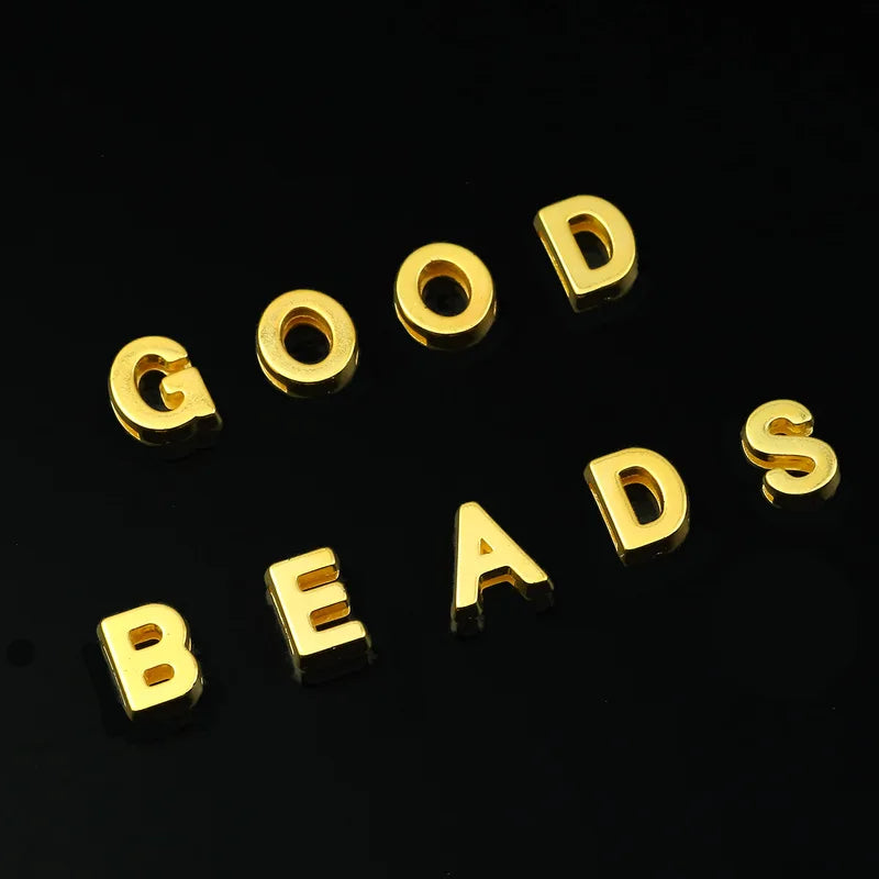 80pcs DIY Jewelry Beads Set - Gold Plated Letter Pendants for Bracelets & Necklaces