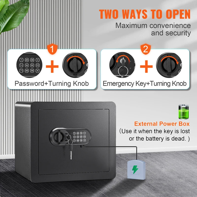 Electronic Safe Deposit Box 1.2 Cu Ft Digital Lock & Override Keys
