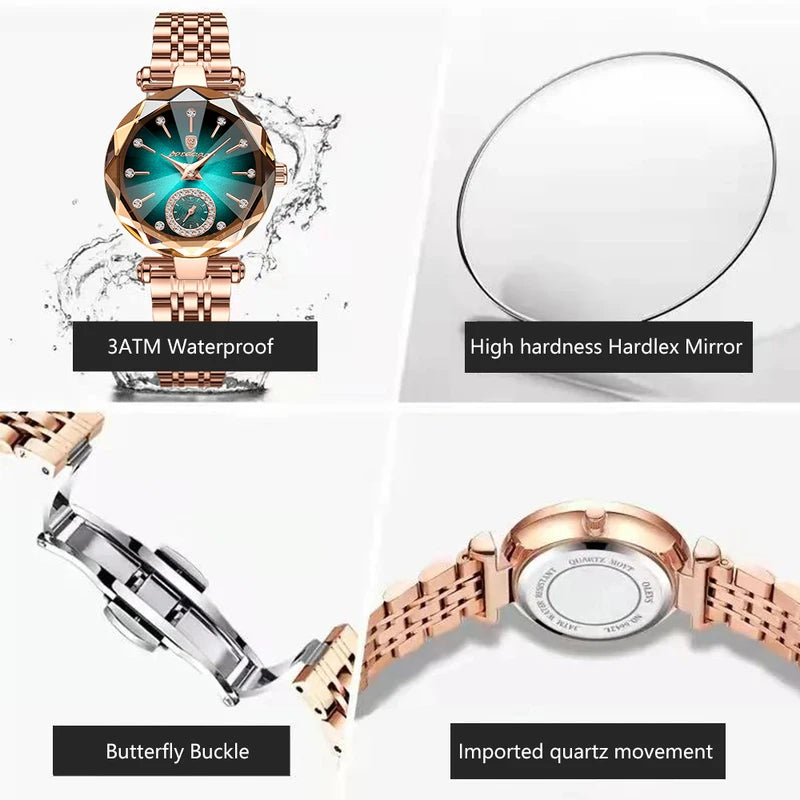 Luxury Women's Quartz Watch Waterproof Stainless Steel Casual Wristwatch