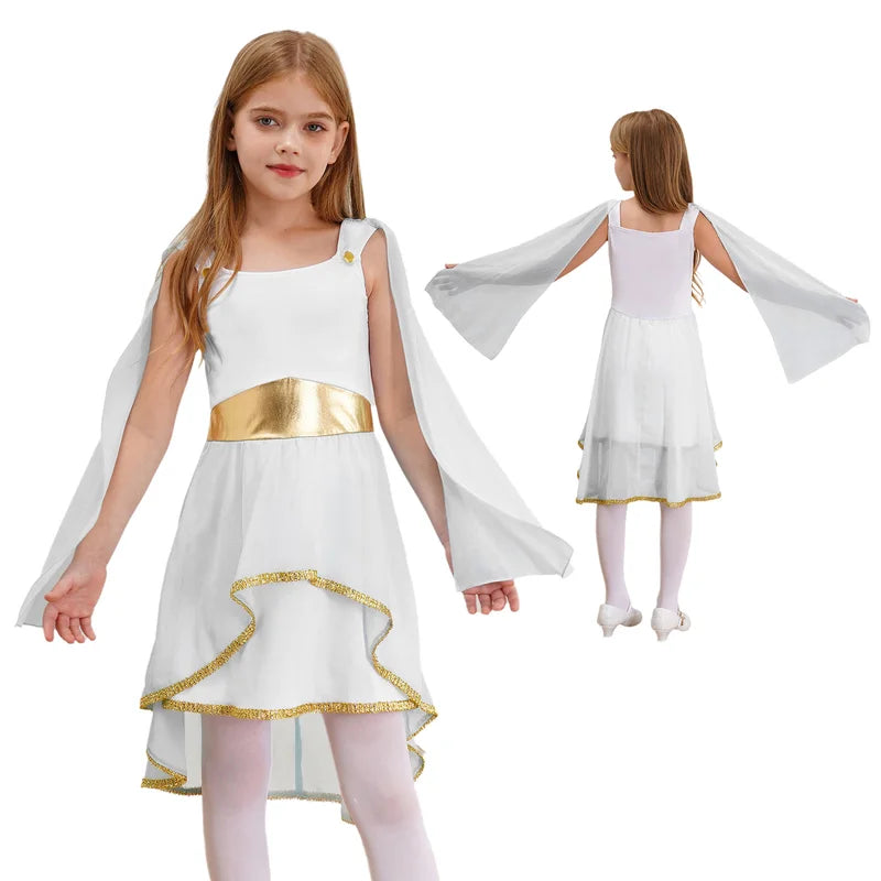 Girls Greek Costume Princess Toga Dress for Halloween & Cosplay