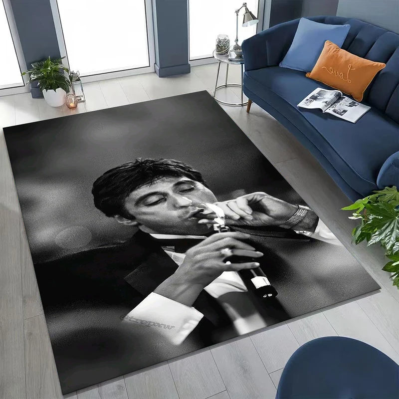 Classic Scarface Tony Montana Movie Art Carpet Rug for Living Room Bedroom Non-slip Floor Mat