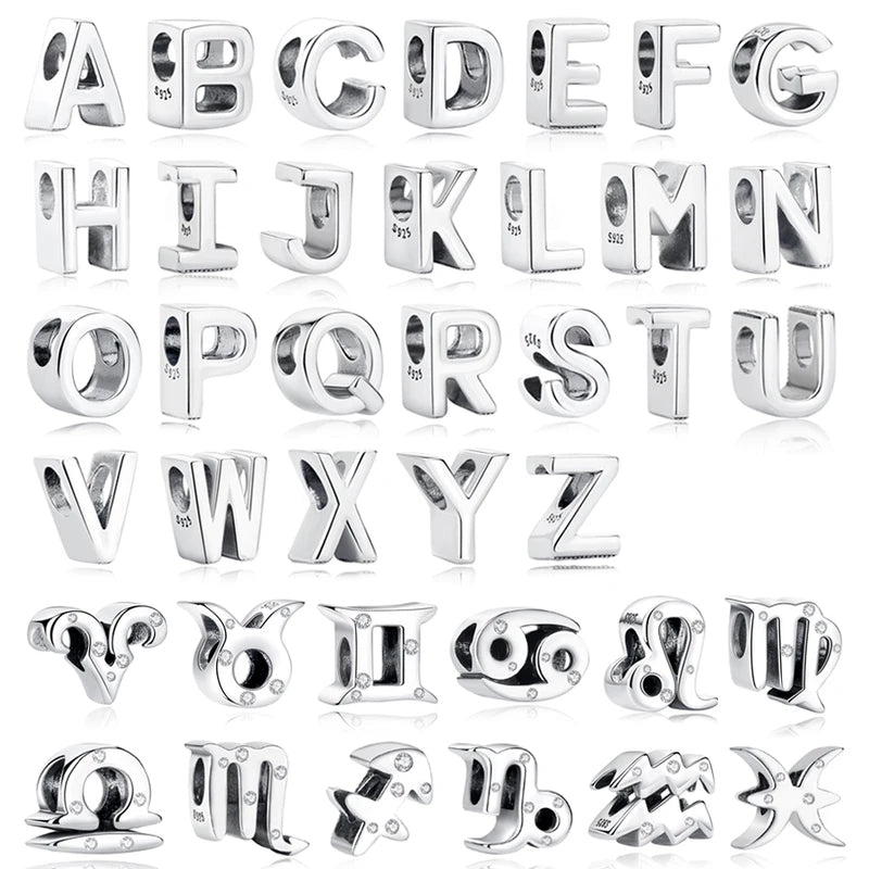925 Sterling Silver Zodiac Charms Beads for Bracelets and Necklaces