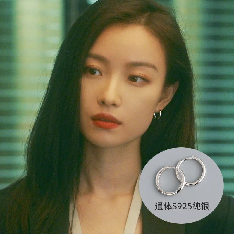 Sterling Silver Geometric Hoop Earrings for Women - Fashion Jewelry Gift