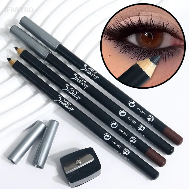 Waterproof Long-Lasting Eyeliner Pencils - Smudge-Proof, Highly Pigmented, 12 Colors