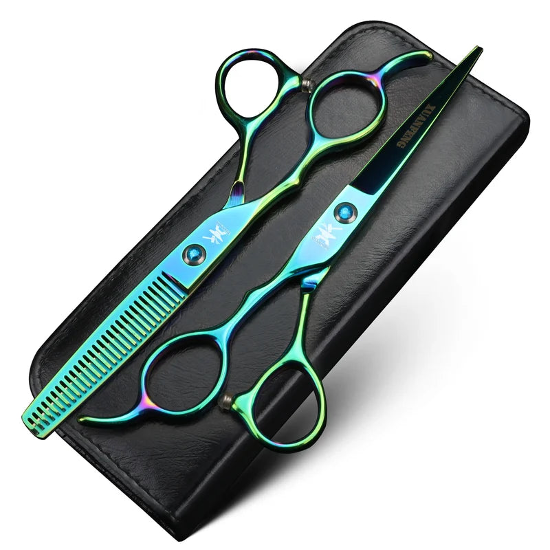 6-Inch Left Hand Hair Scissors with Japanese 440C Steel Thinning & Cutting Blades