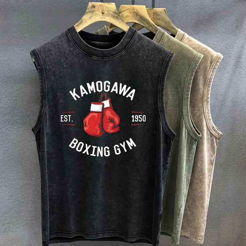 Men's Oversized Anime Tank Top - Hajime No Ippo Graphic Gym Vest