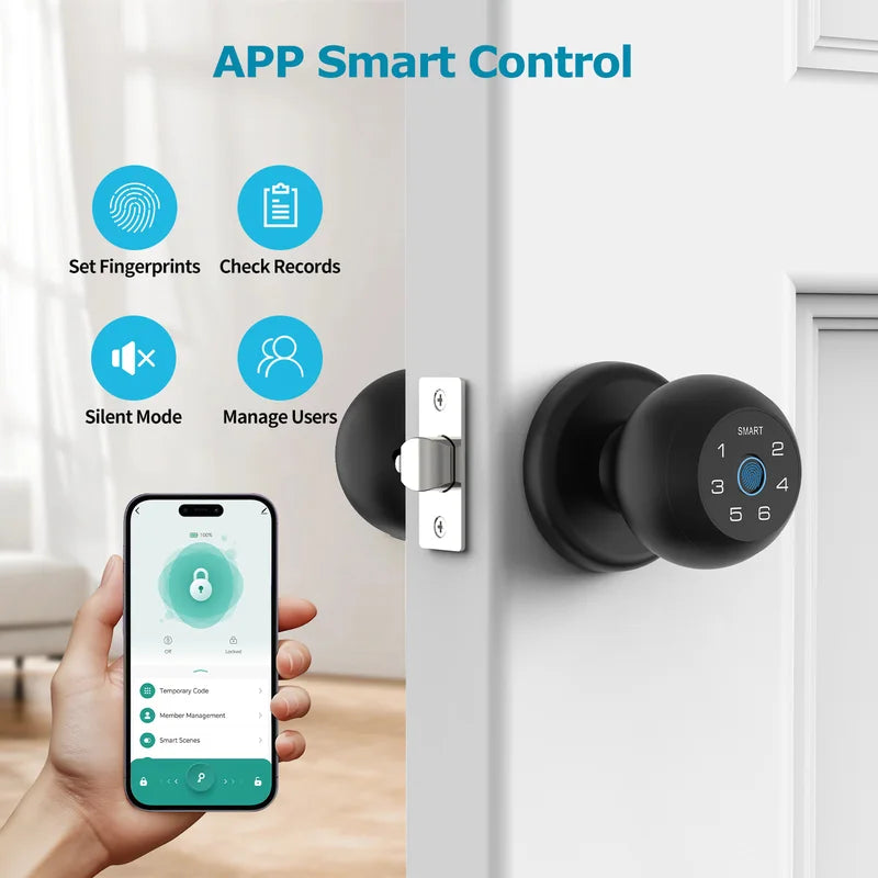 Electronic Smart Fingerprint Door Lock with App Control & Keypad