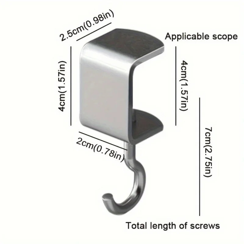 2pcs 360° Rotatable Steel Table Hooks - Detachable Office Desk Hangers