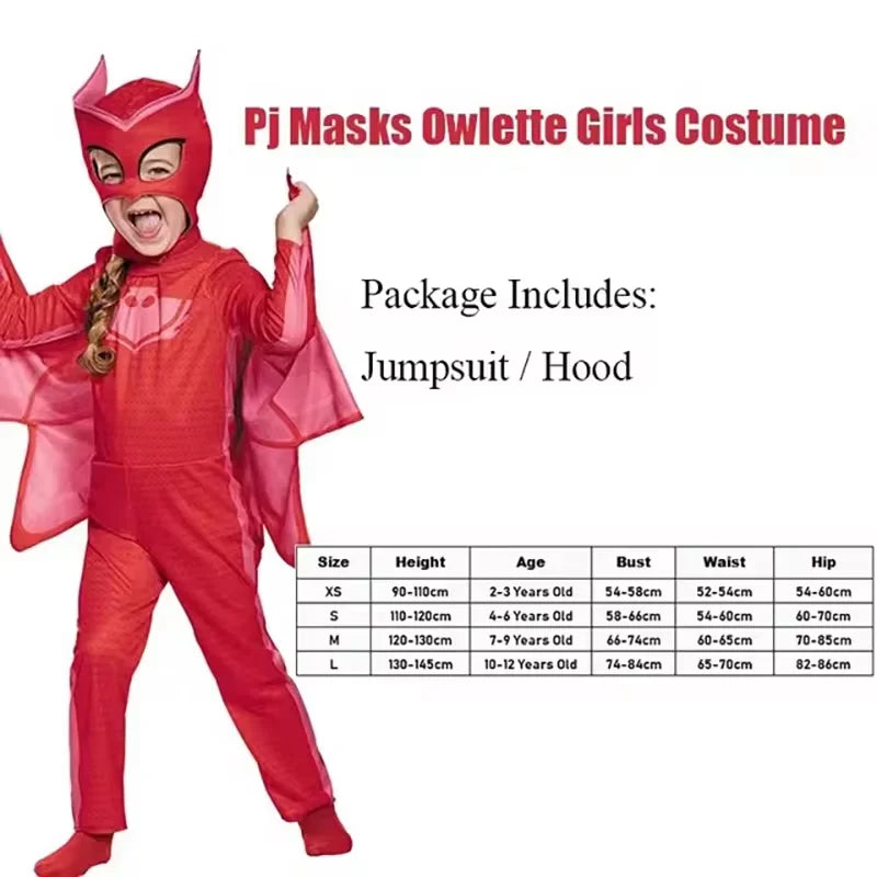 Halloween Animal Cosplay Costume Set for Kids - Owl, Cat, Gecko Jumpsuit & Mask
