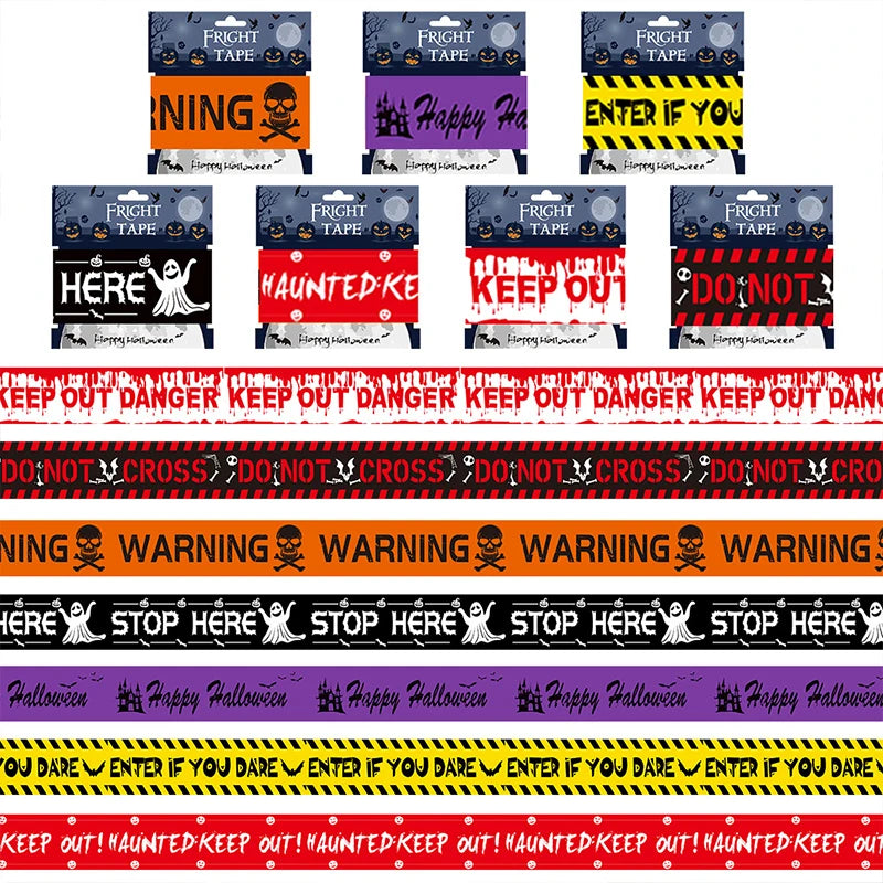Halloween Warning Tape Signs 580x8.5cm Party Props Safety Warning Line