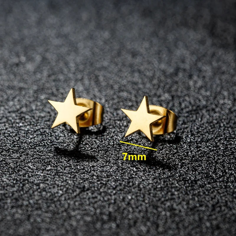 Pair of Stainless Steel Star Earrings for Women - Tiny Celestial Stud Jewelry