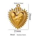 5pcs Stainless Steel Bohemian Heart Embossing Charm Jewelry Connectors for DIY Accessories