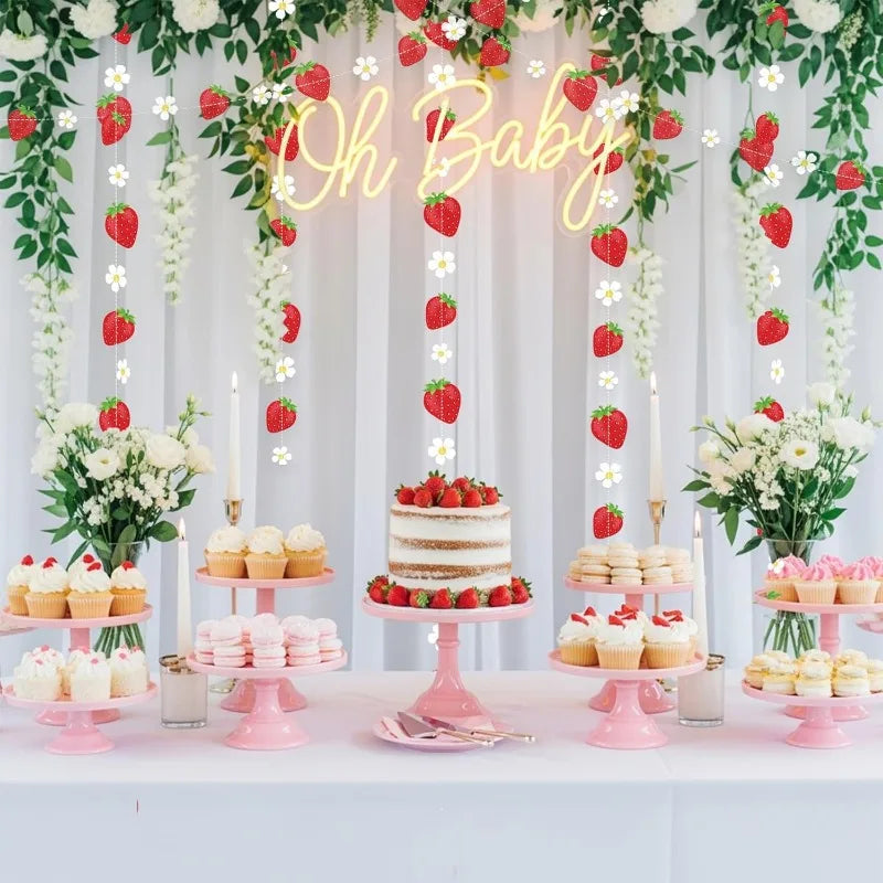 Strawberry Garland Fruit Hanging Banners for Kids Room & Party Decor