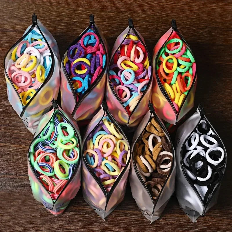 Kids Hair Bands Set - Colorful Nylon Scrunchies and Elastic Hair Ties for Children