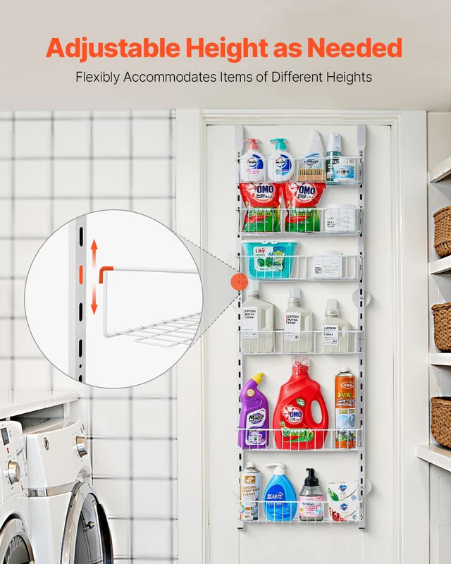 Heavy-Duty Over the Door Pantry Organizer with Adjustable Steel Shelves - Multi-Color