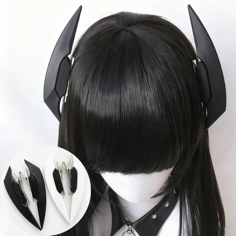 Cyberpunk Gothic PVC Hair Clips for Girls - Halloween Carnival Headwear 1 Pair