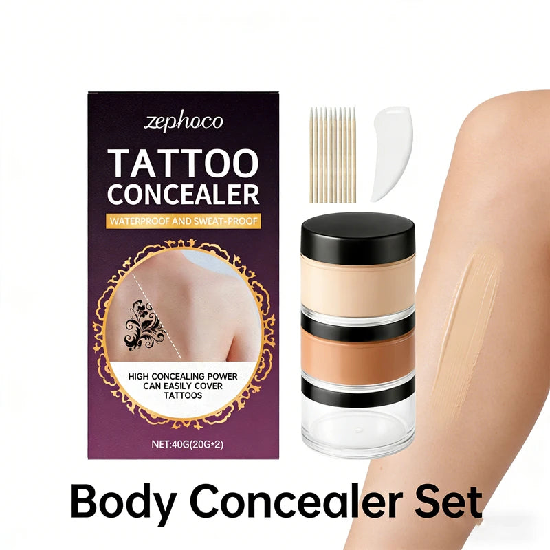 High Coverage Body Concealer Set for Tattoos Scars & Blemishes Waterproof & Long Lasting