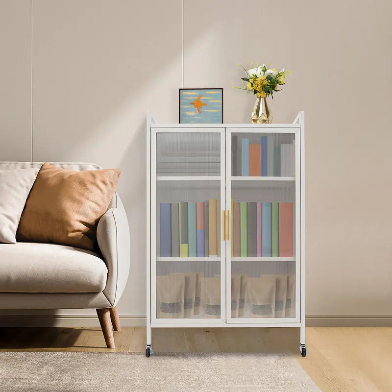 4-Tier Steel Storage Cabinet with Adjustable Shelves & Magnetic Doors for Kitchen Office