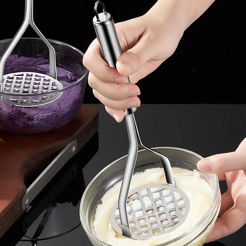Stainless Steel Potato Masher for Vegetables & Fruit - Ergonomic Kitchen Tool