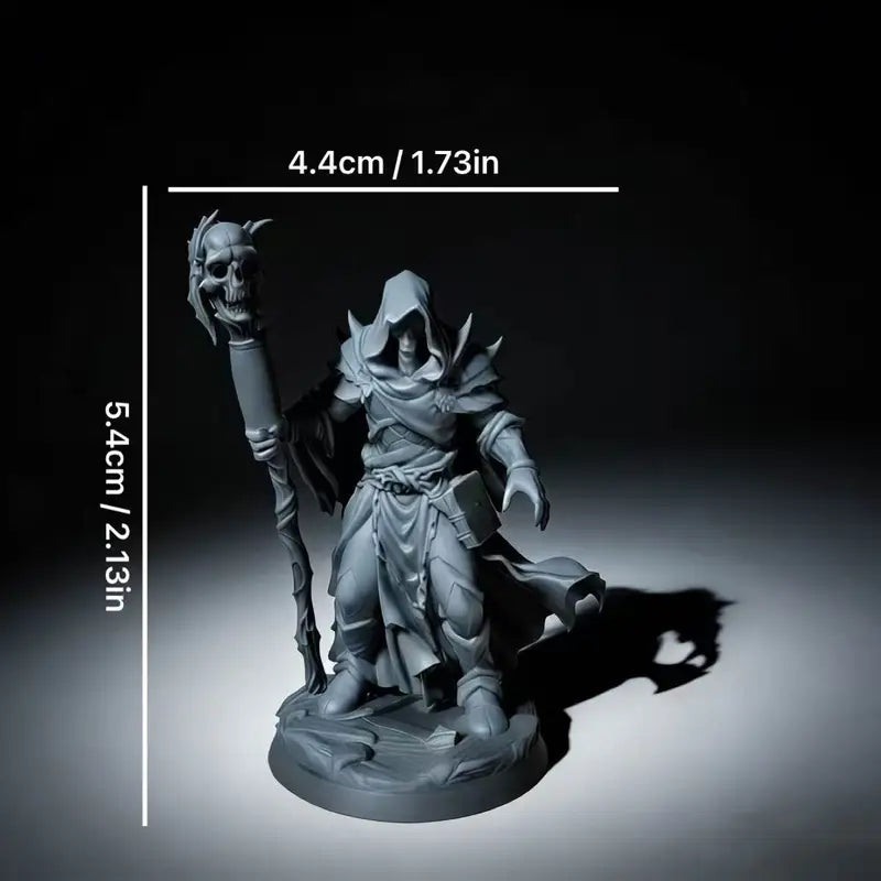 3D Printed Necromancer Model Unpainted Dark Wizard Tabletop Game Piece - DIY Ornament