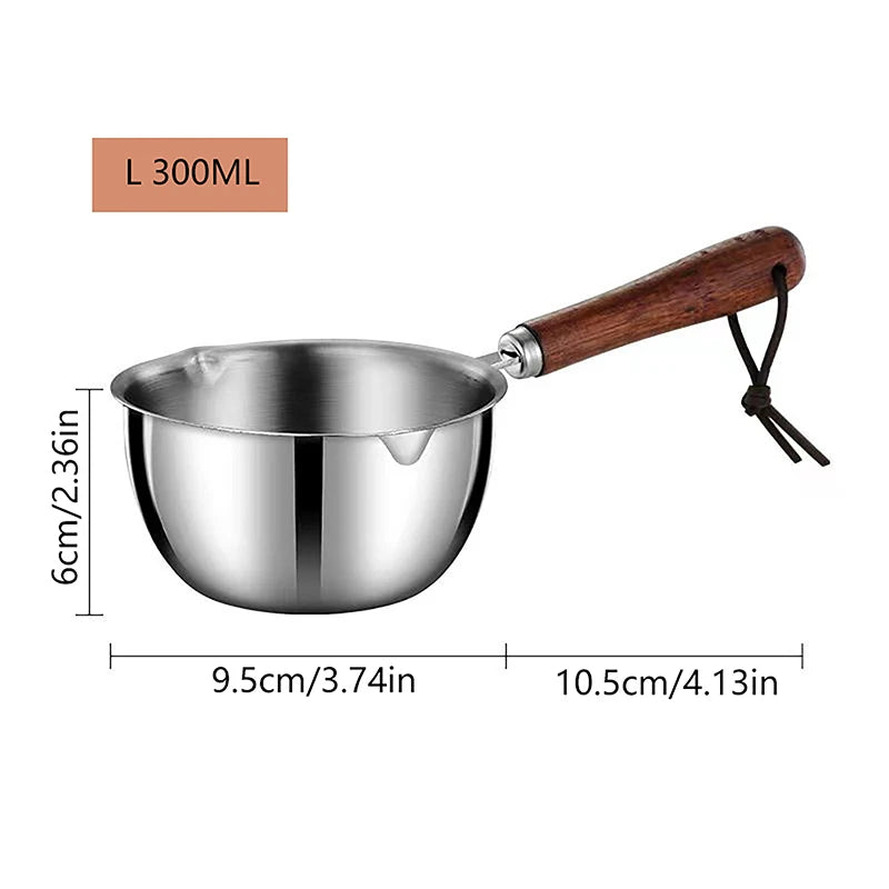 Stainless Steel Wax Melting Pot with Wooden Handle for Candle, Soap, Chocolate, and Hot Beverages