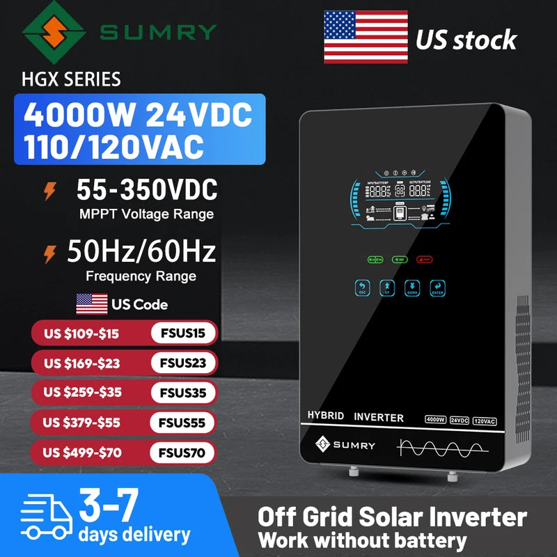 120V Off Grid 5600W Pure Sine Wave Solar Inverter with MPPT Charger and LCD Display