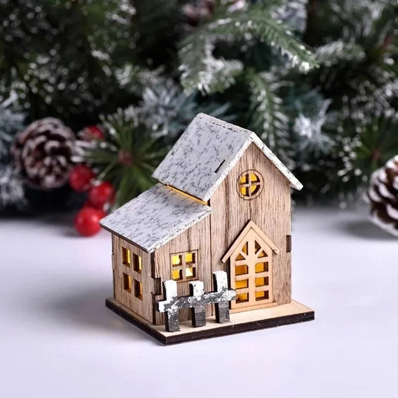 Christmas LED Wooden House Cabin Decor for Xmas & New Year - Festive Home Decoration