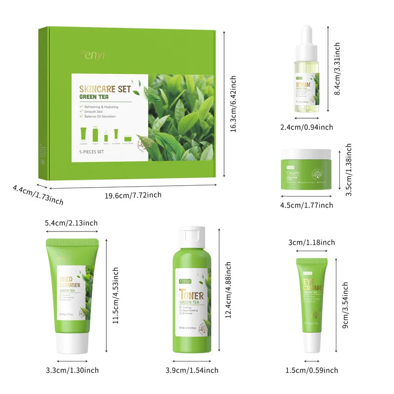 Skin Care Set 5pcs Facial Cleanser Toner Serum Moisturizer Eye Cream Kit