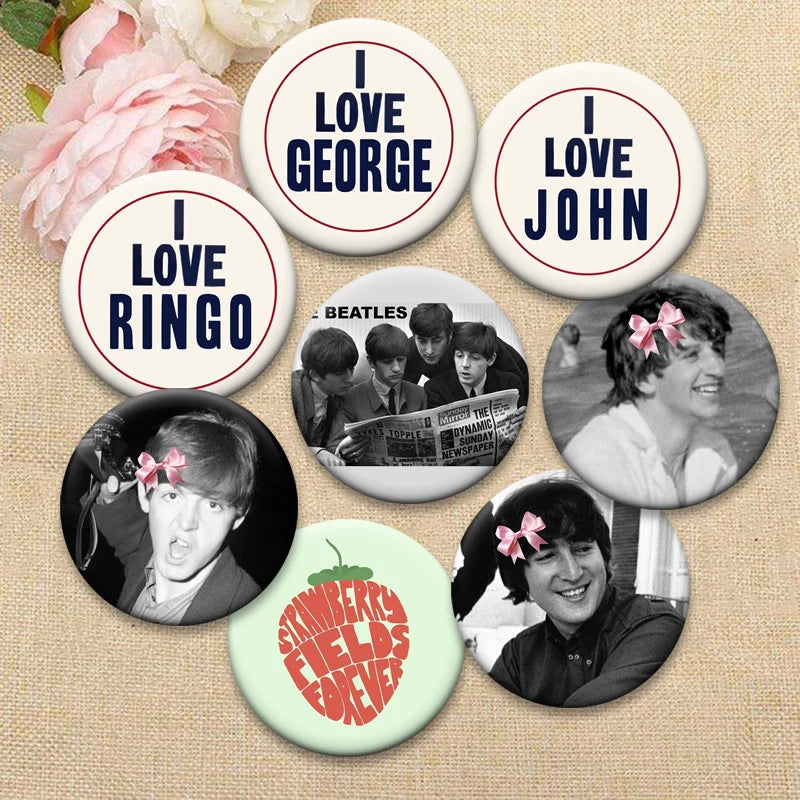 Music Band Badge Pins - Beatles Round Creative Brooches for Clothes & Bags