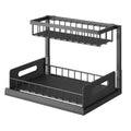 Under Sink Organizer with Sliding Drawer - Metal Storage Shelves for Kitchen Cabinets