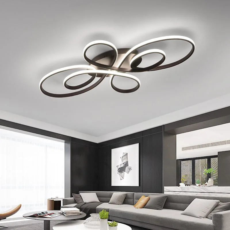 Modern LED Ceiling Light with Dimmable Remote Control - Energy Efficient Hanging Lamp for Living Room
