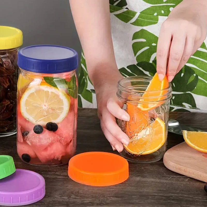 Reusable Plastic Mason Jar Lids Set - Leak-Proof Food Storage Covers