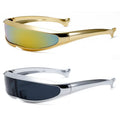 Futuristic One-Piece Mirror Sunglasses Women Men UV400 Steampunk Rave Goggles