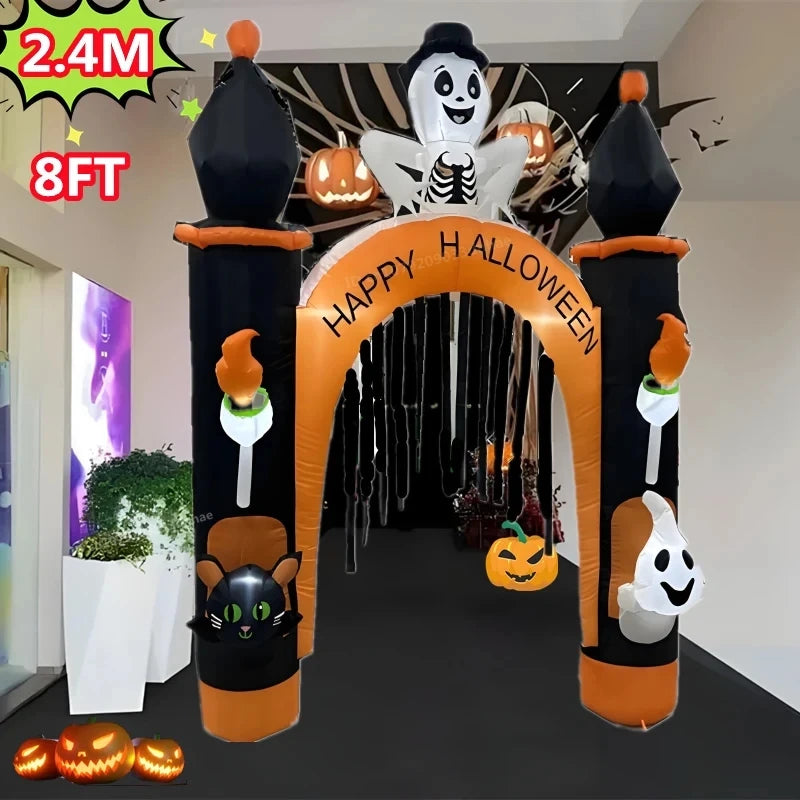 Halloween Inflatable Arch with LED Lights - Outdoor Indoor Garden Party Decor